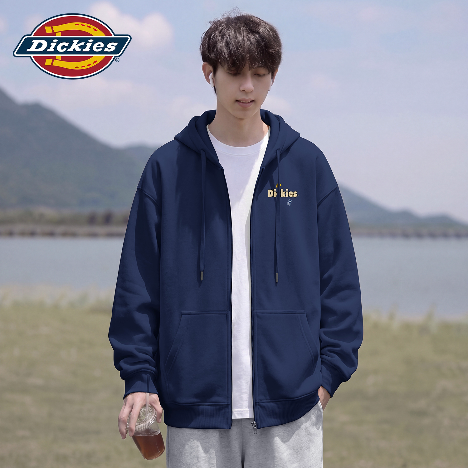 Dickies藏青色美式潮流开衫卫衣