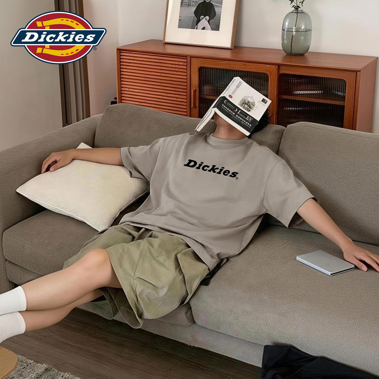 Dickies卡其色纯棉短袖t恤男款2026新款夏季宽松大码休闲半袖百搭