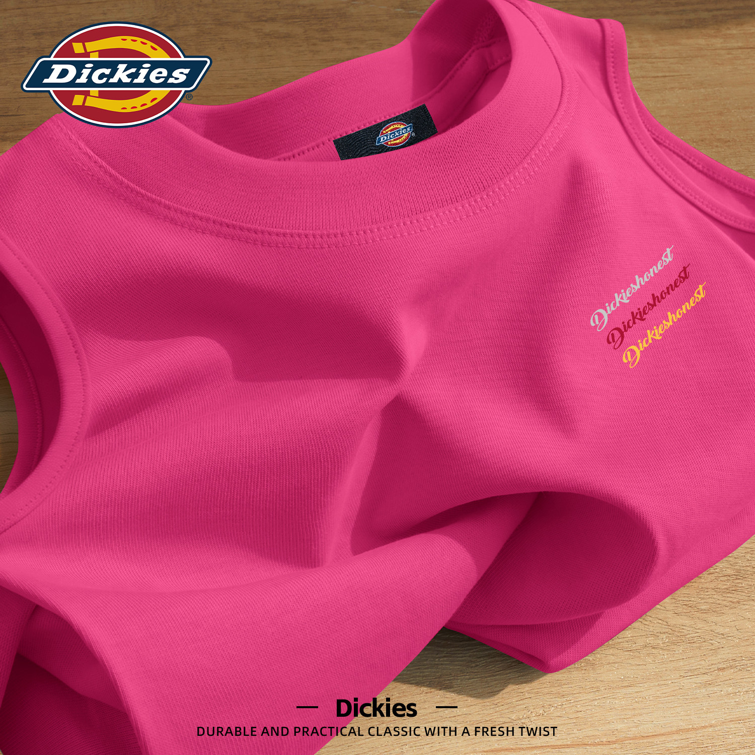 Dickies红色纯棉无袖背心男款