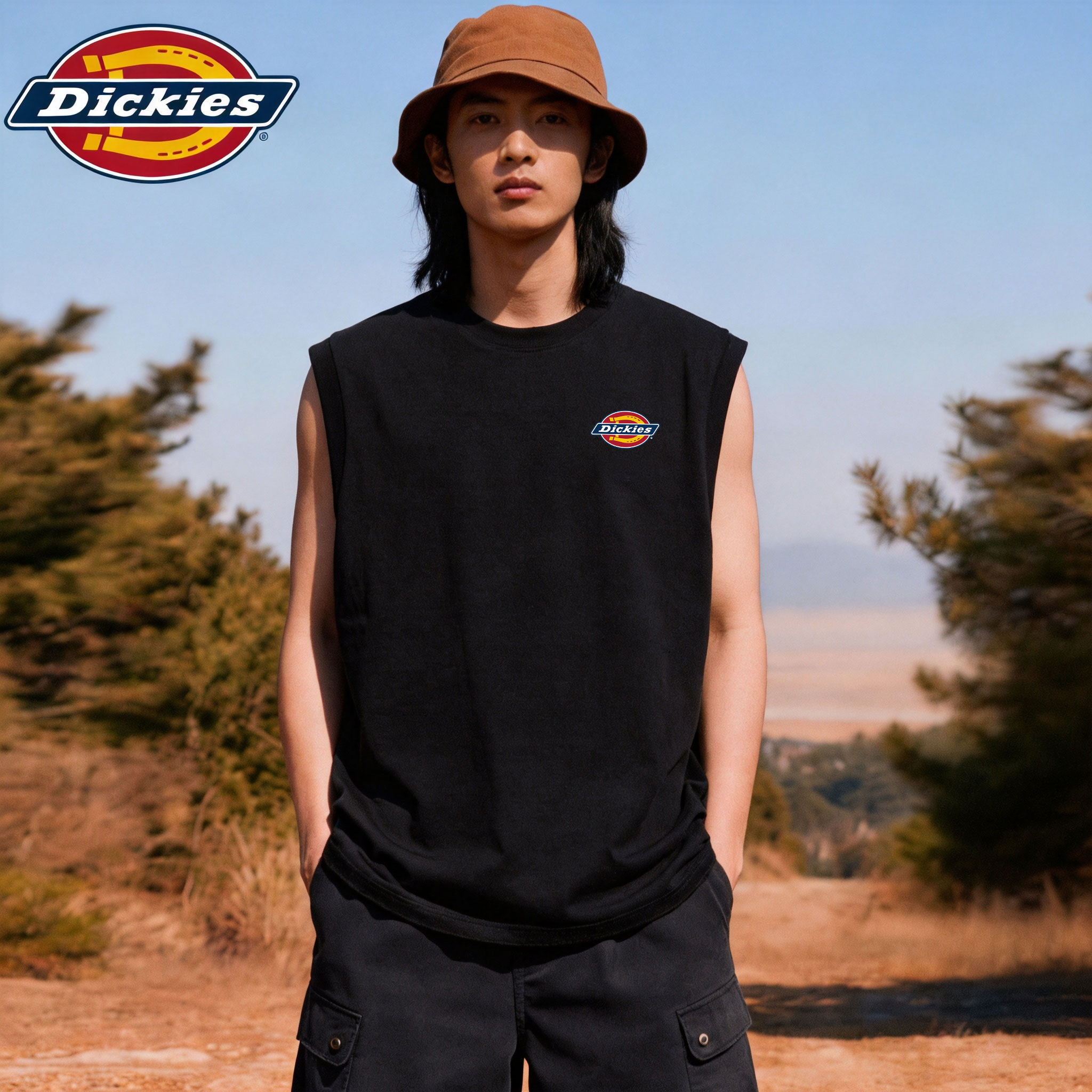 Dickies黑色纯棉男生打底背心