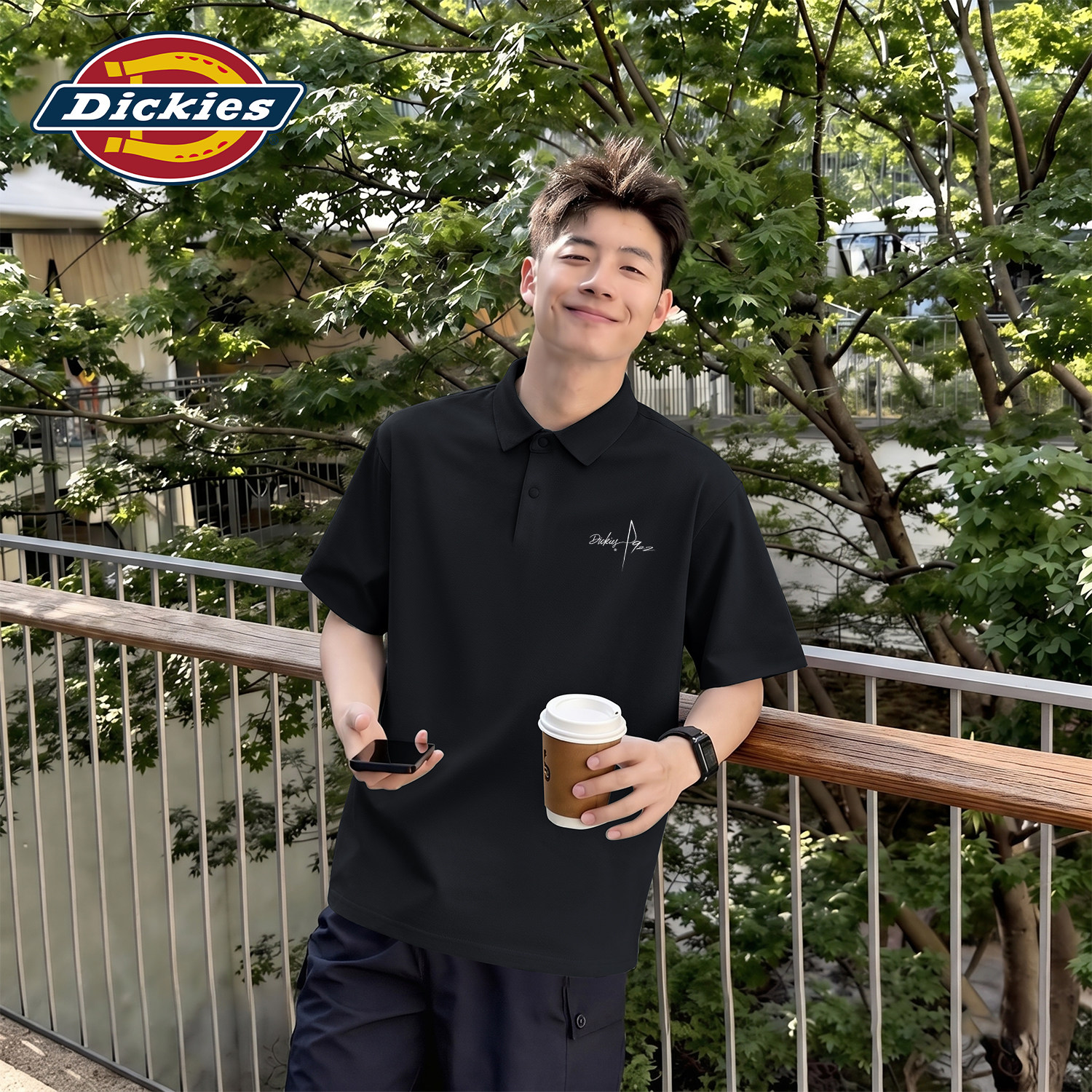 Dickies黑色Polo衫男2026夏