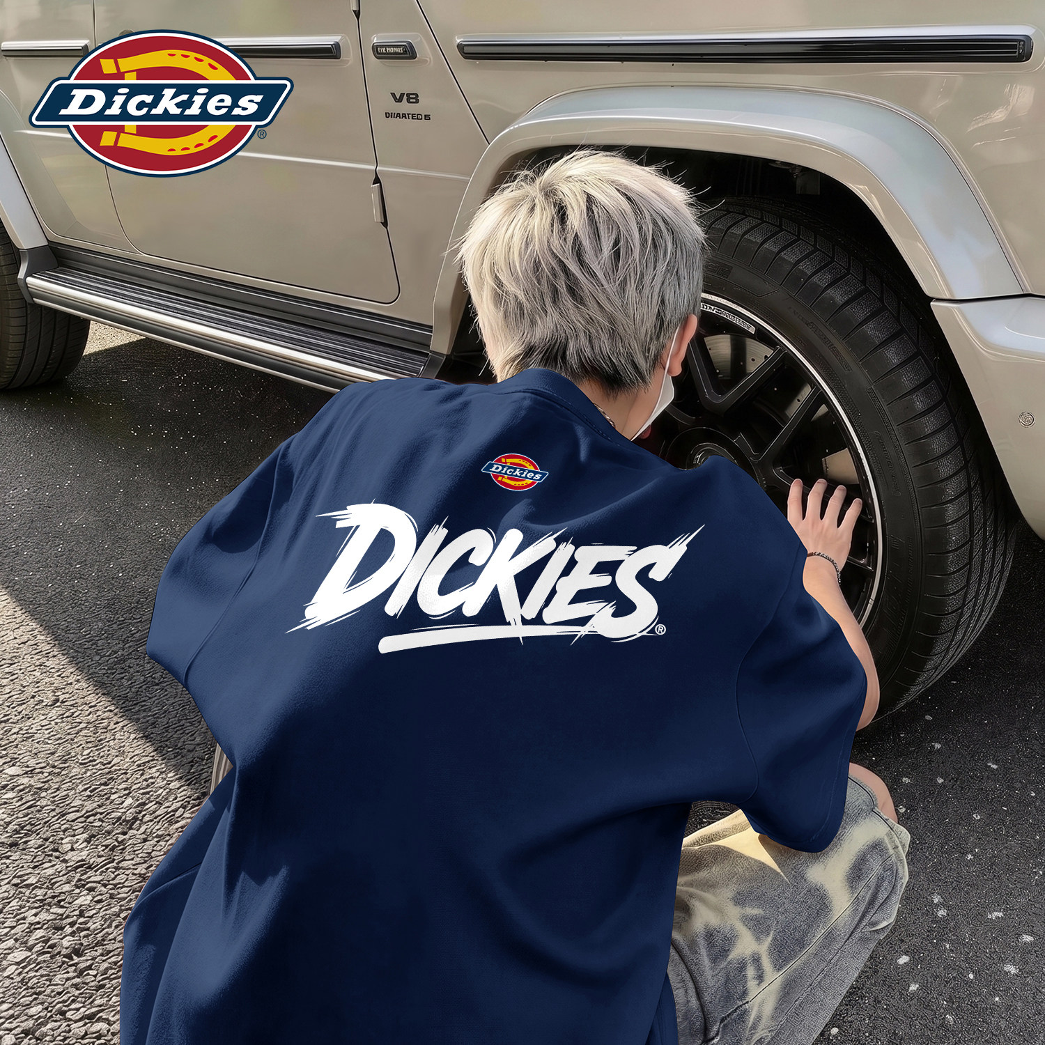 Dickies藏青色男生纯棉短袖T恤
