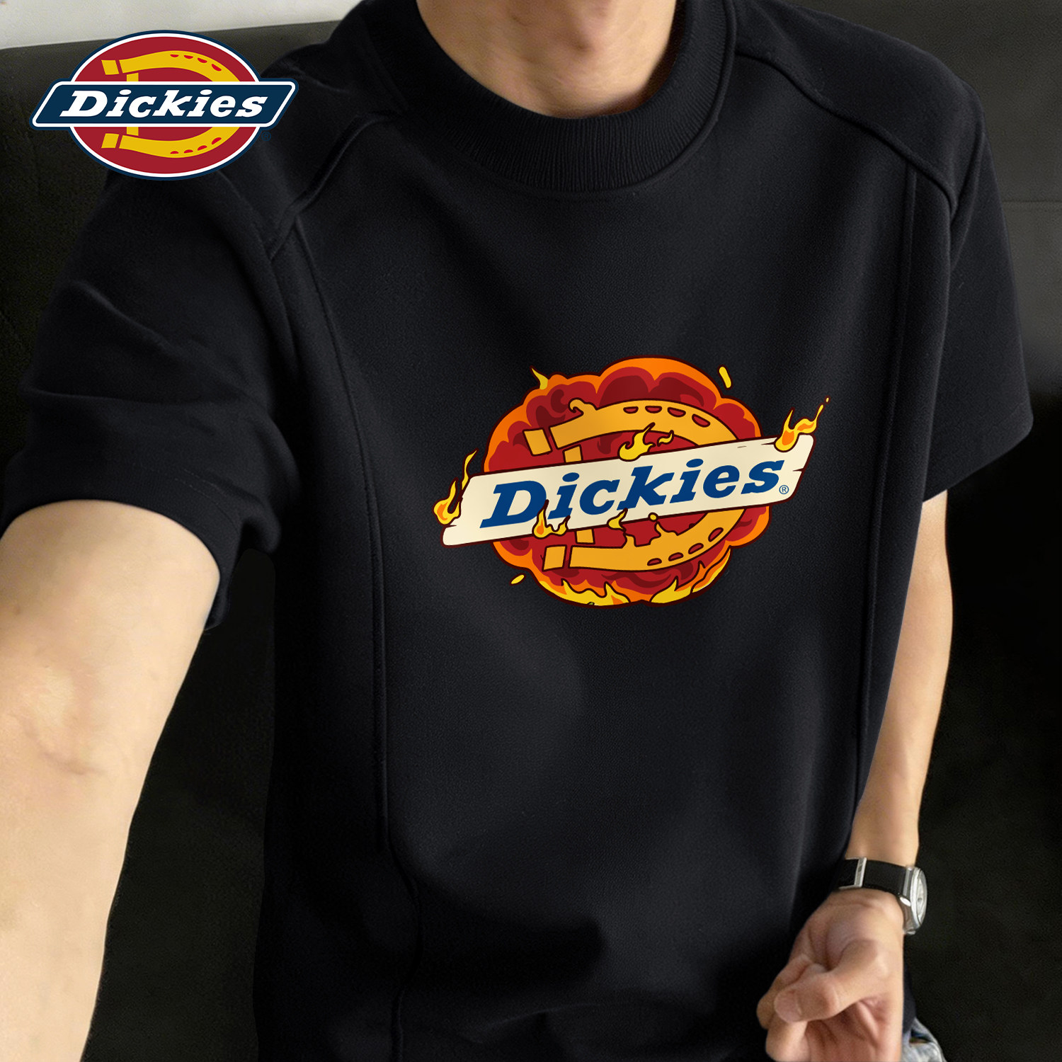 Dickies黑色青少年圆领短袖T恤20