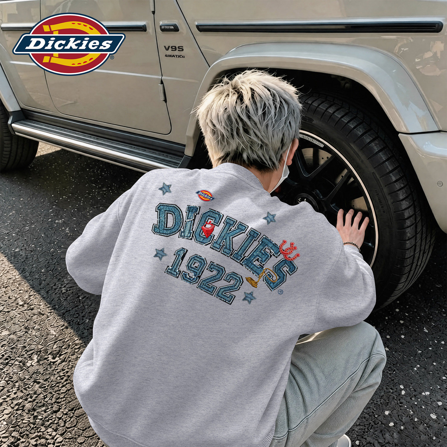 Dickies灰色男士圆领套头卫衣