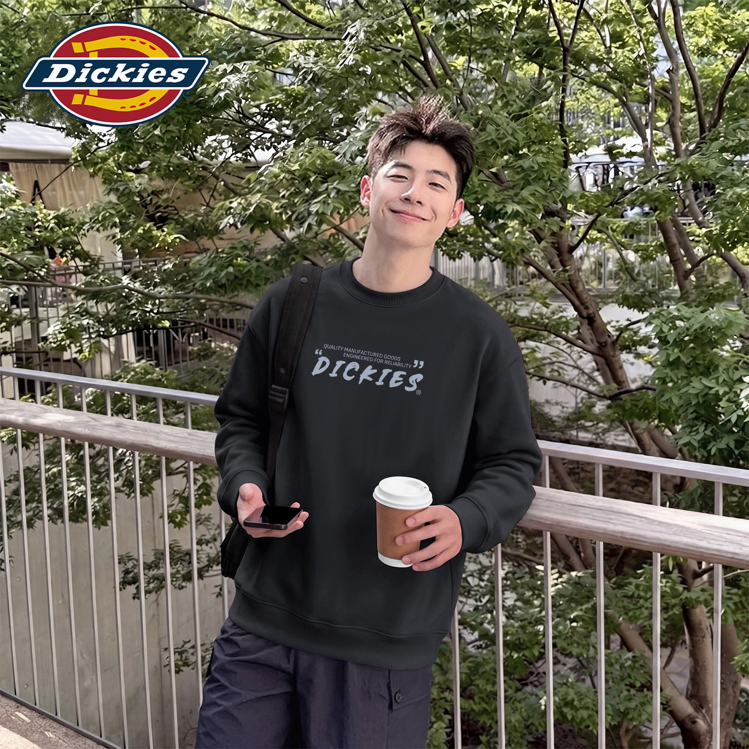 Dickies黑色潮流休闲圆领卫衣男