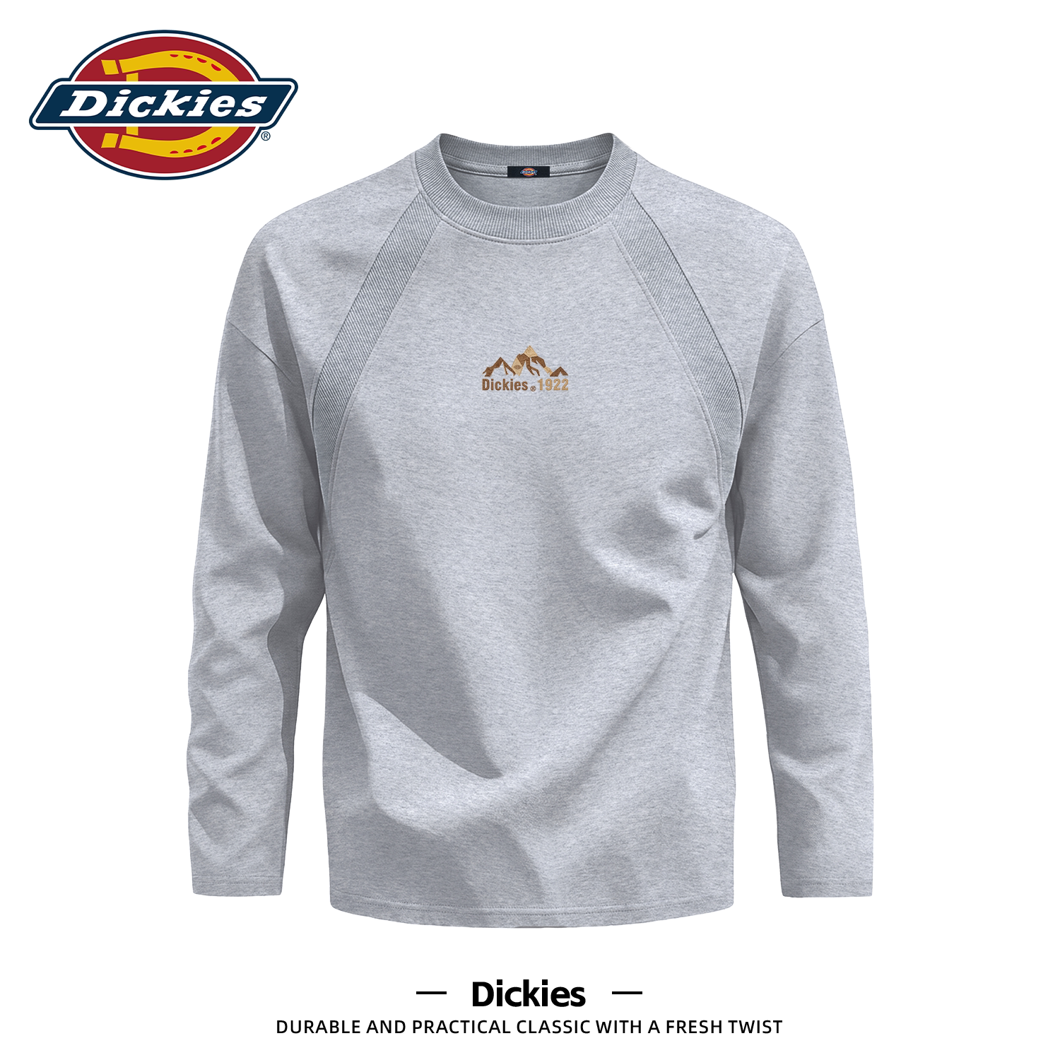 Dickies麻灰色插肩长袖T恤男款