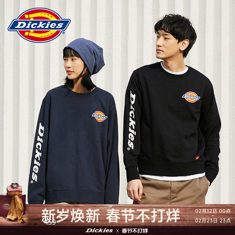 Dickies帝酷适卫衣26春秋新袖部字母印花小logo圆领休闲男款卫衣
