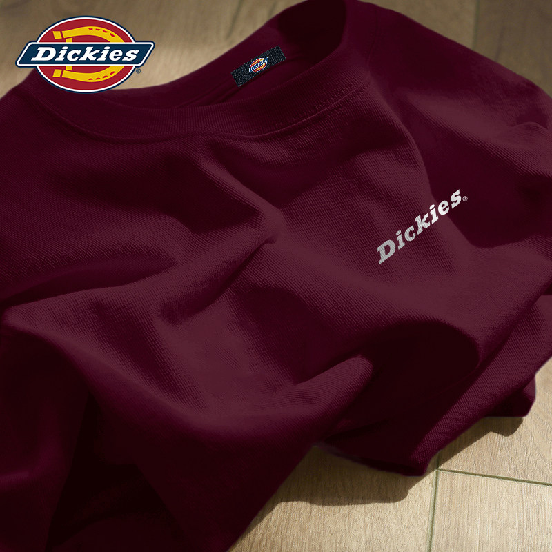 Dickies酒红色纯棉短袖T恤男女款