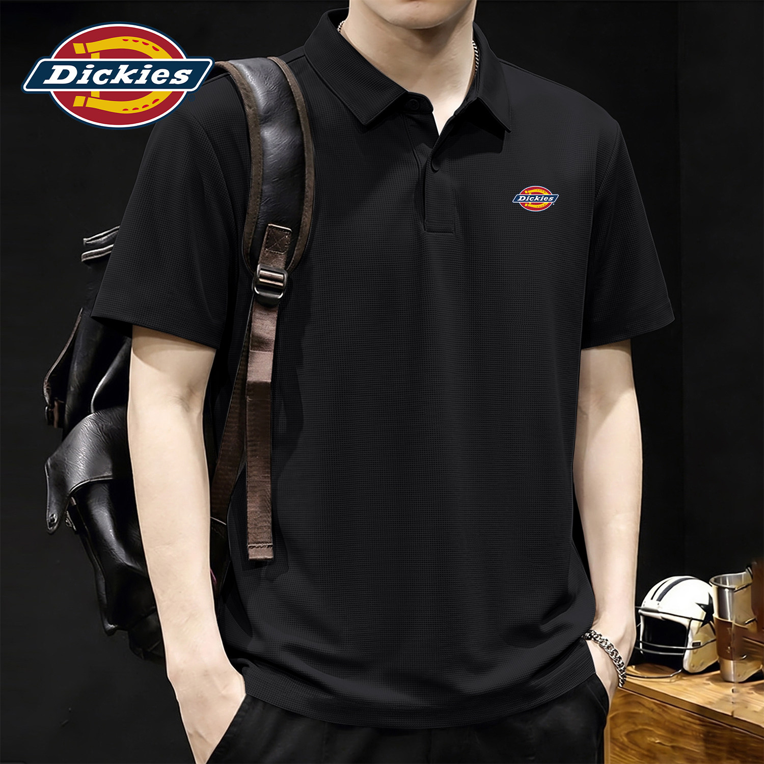 Dickies黑色男士商务短袖POLO衫