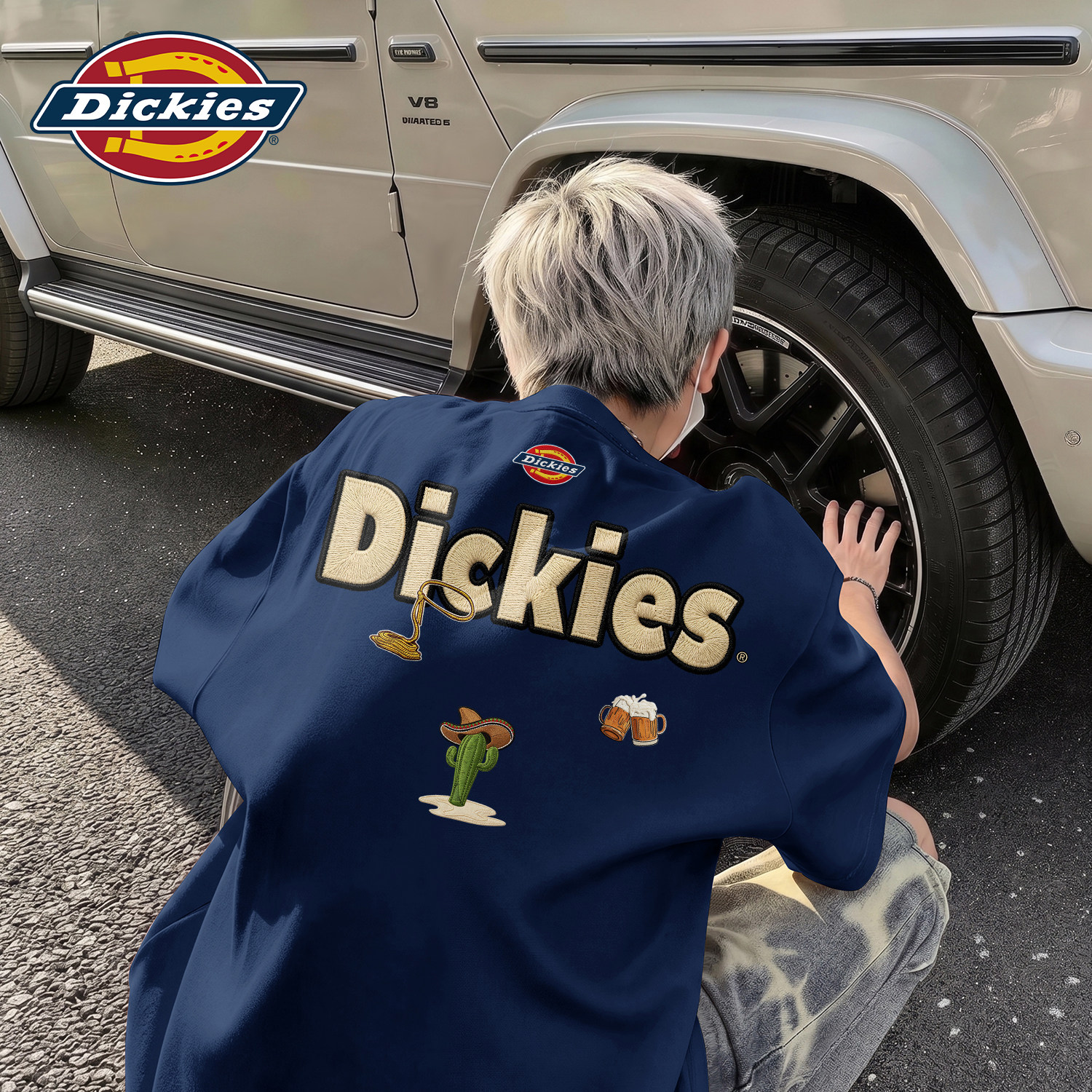 Dickies藏青色纯棉短袖T恤男女
