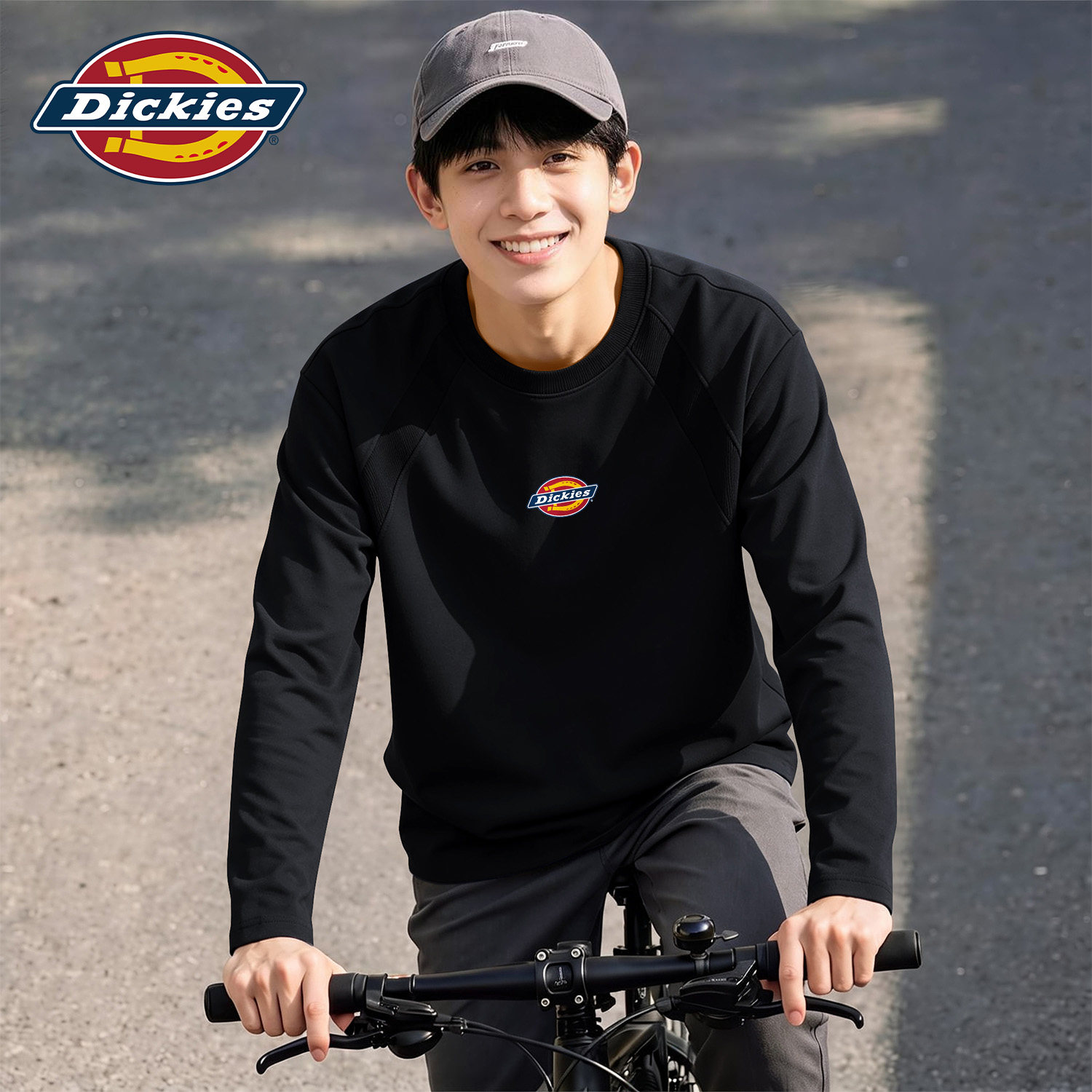 Dickies美式黑色男生插肩长袖T恤