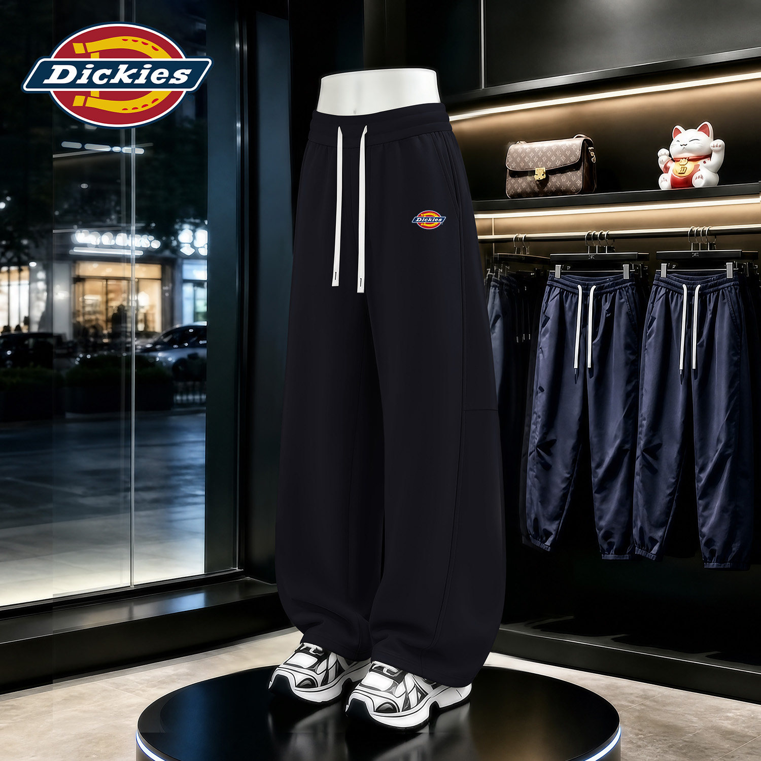 Dickies黑色简约男生弯刀裤2026