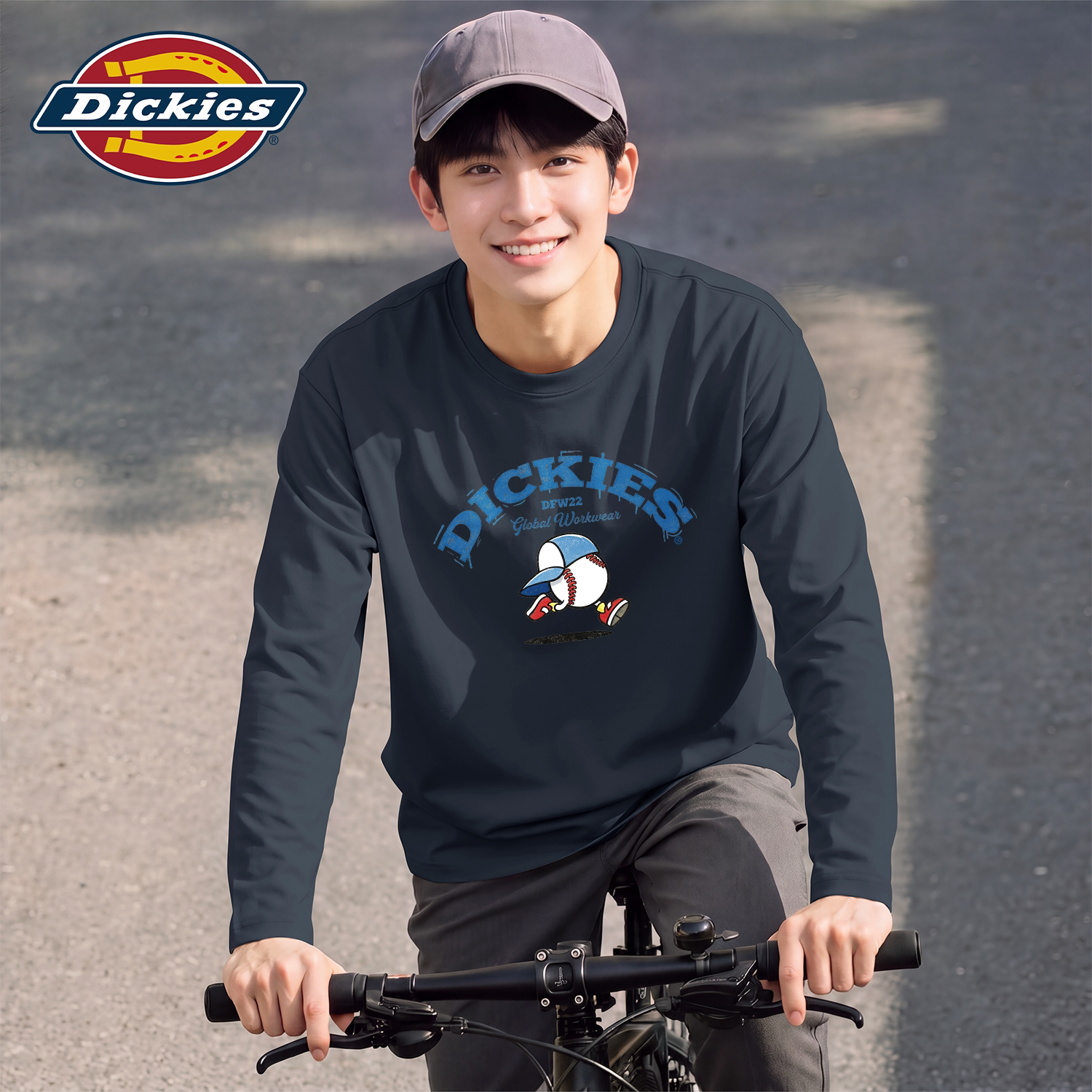 Dickies深灰色男士潮牌长袖T恤