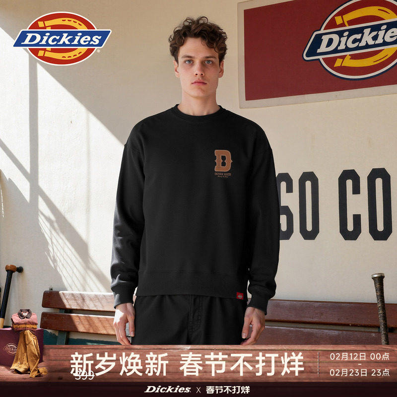 Dickies帝酷适26春秋新款复古图案印花卫衣毛圈内里宽松男女同款