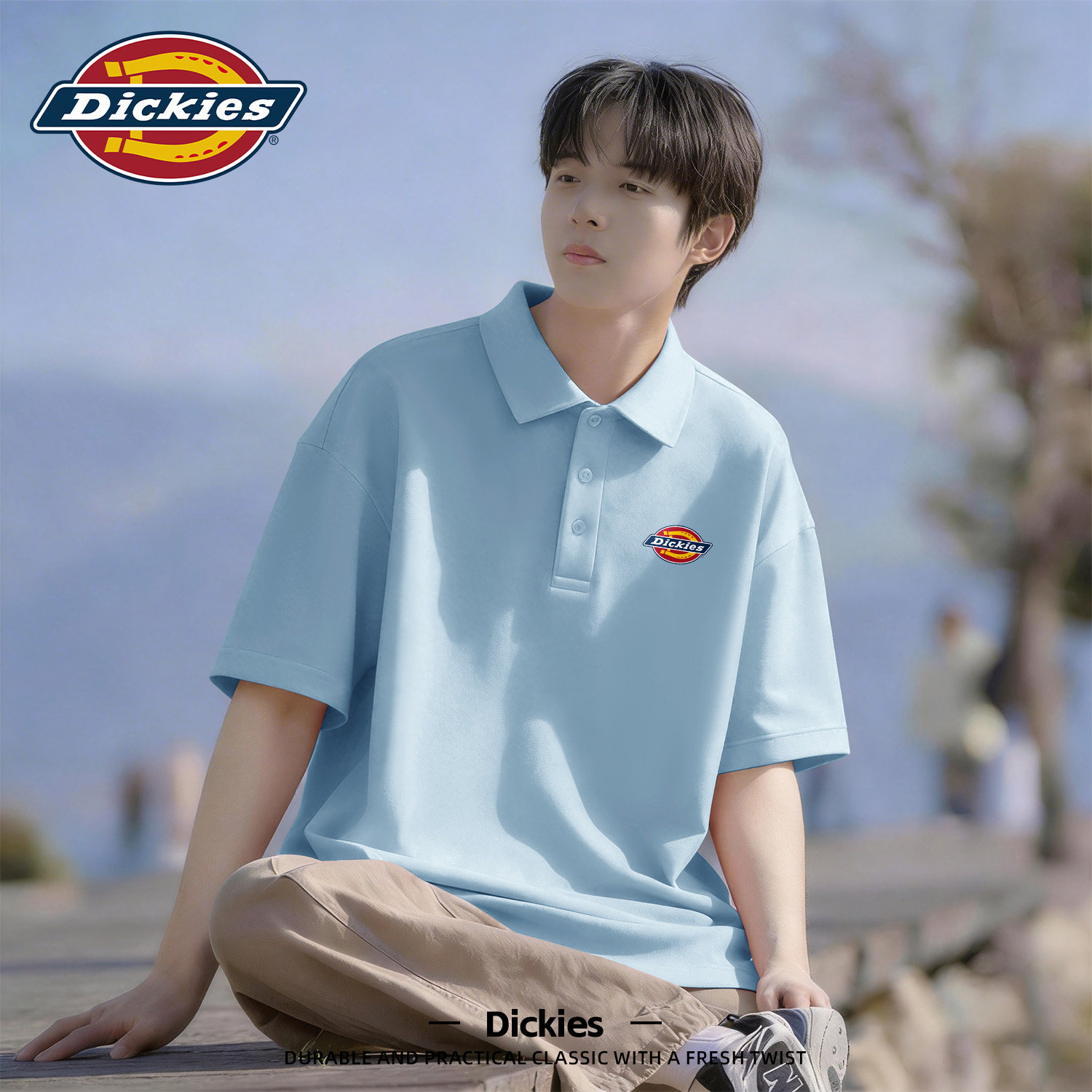 Dickies青少年短袖polo衫2026新款夏季潮流薄款青少年百搭五分袖