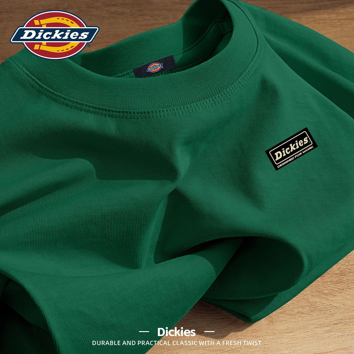 Dickies墨绿色美式纯棉短袖T恤男款2026新款夏季重磅大码休闲体恤