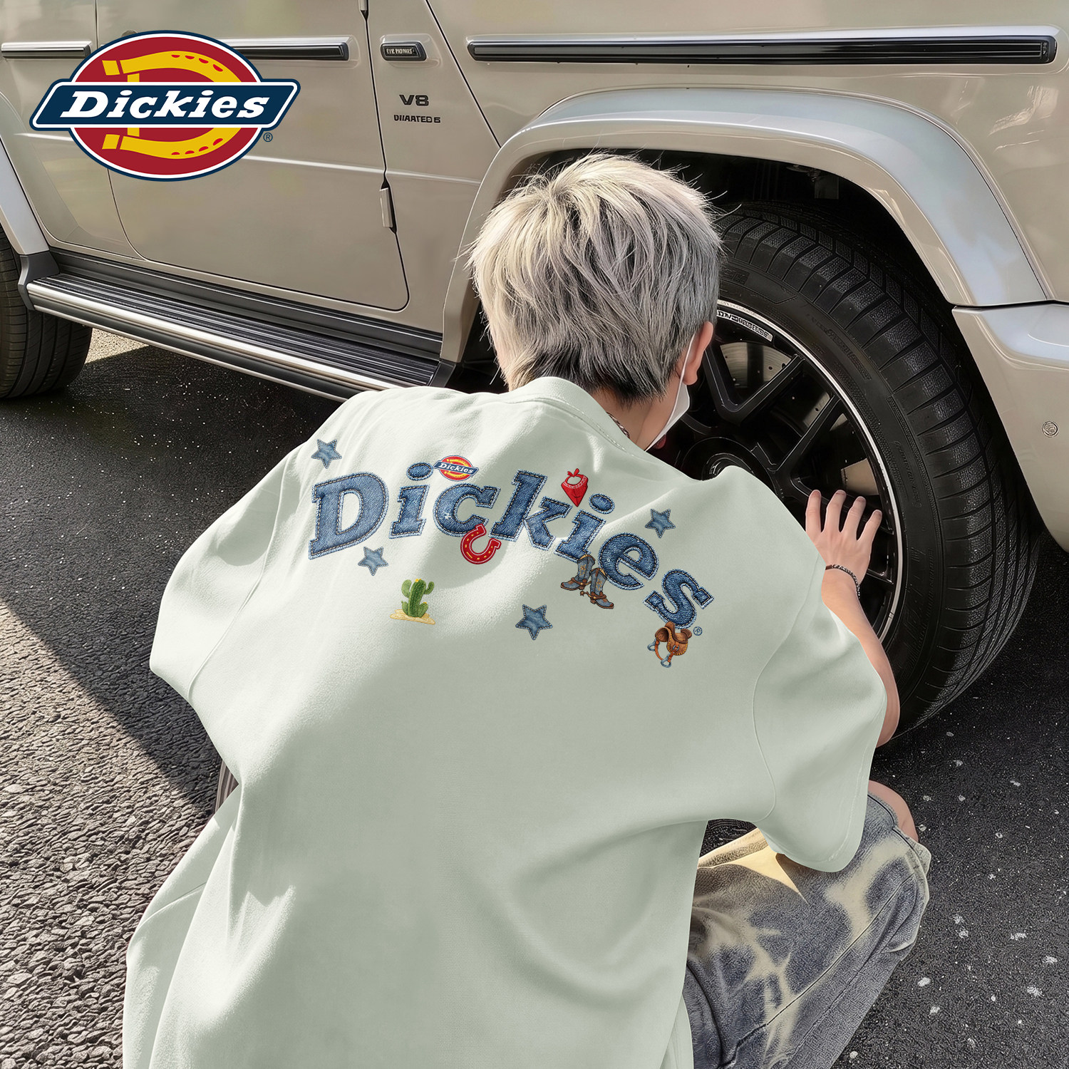 Dickies灰绿色男生t恤短袖纯棉