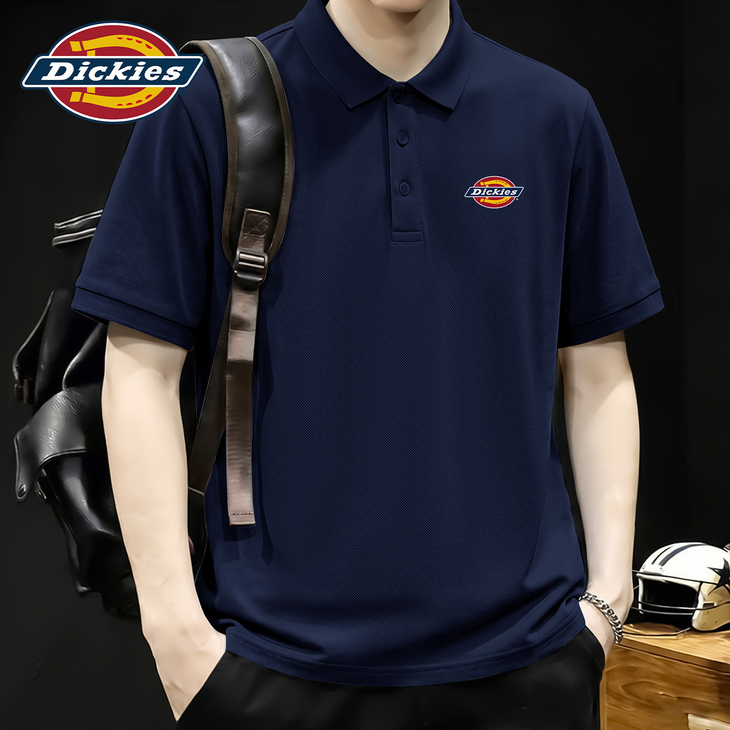 Dickies藏青色简约休闲POLO衫男