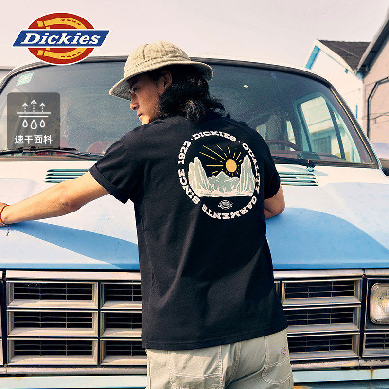 Dickies帝酷适2026春夏新款速干面料宽松背后印花短袖T恤男女情侣
