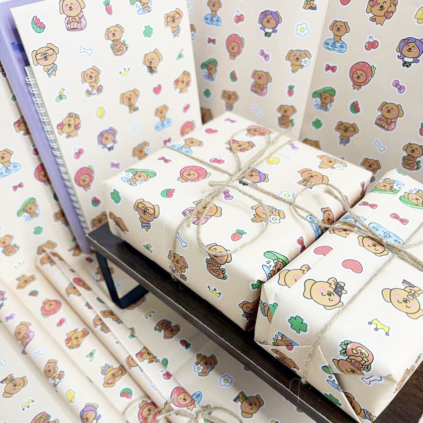 卡通小熊可爱礼品包装纸节日通用