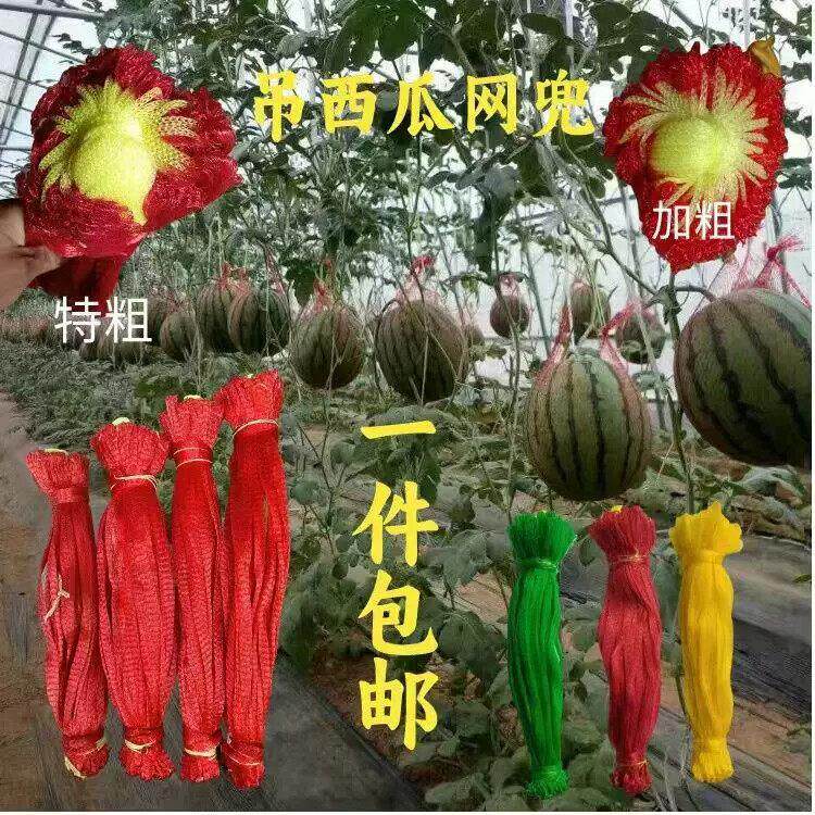 大棚吊西瓜加厚束口网袋子吊哈密瓜10斤红色带绳塑料专用网袋网兜