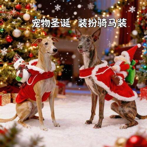 宠物新年圣诞装扮服饰狗狗圣诞骑马装搞怪搞笑变身服猫咪圣诞衣服