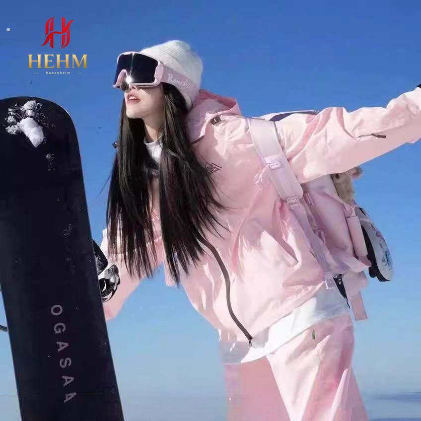 德国滑雪服套装2025新款男女粉色黑色专业防水雪服雪裤滑雪装备