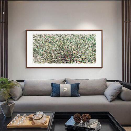 新中式客厅装饰画吴冠中春潮挂画沙发背景墙大气中国风简约的壁画