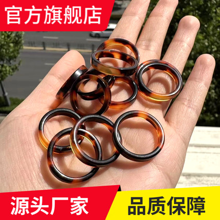 素圈瑁色细戒指满血工艺饰品仿甲壳花色窄版指环复古文玩女款礼物