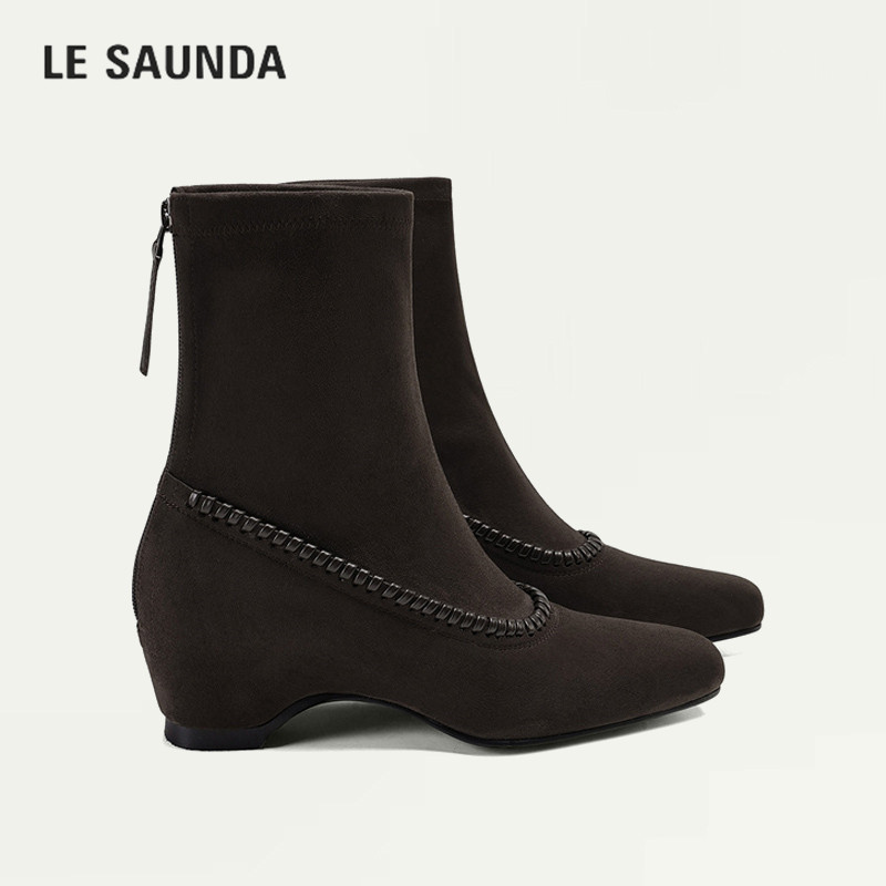 LESAUNDA/莱尔斯丹复古弹力短靴