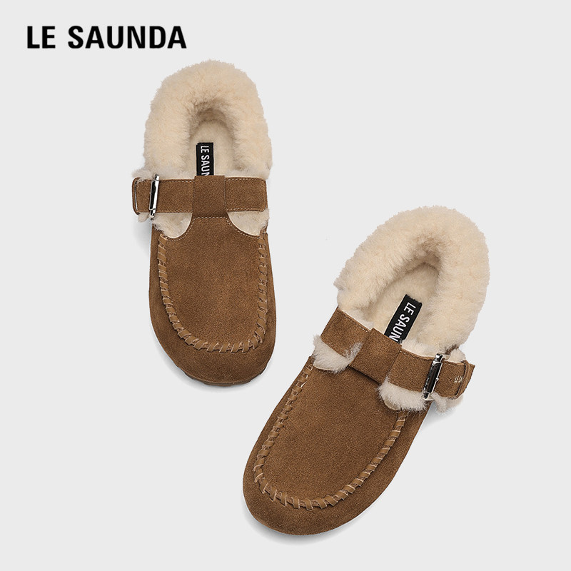 LE SAUNDA/莱尔斯丹加绒勃肯鞋女冬季棉鞋毛毛鞋女外穿时尚雪地靴