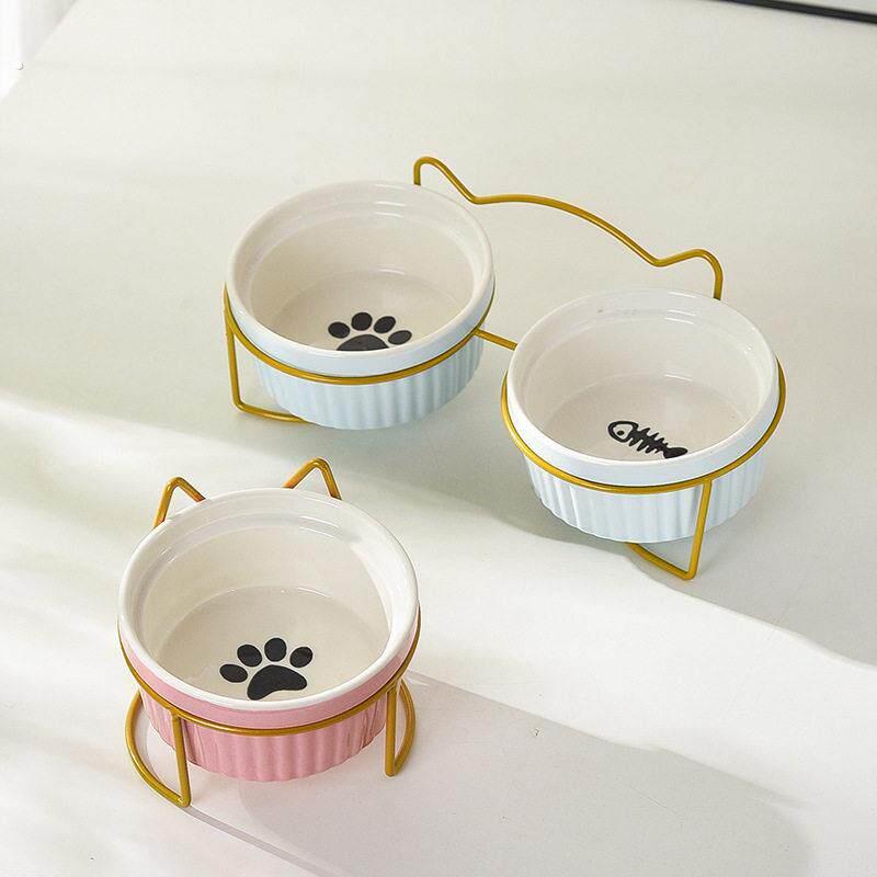 陶瓷猫碗悬挂式陶瓷猫食盆笼子黑碗宠物挂笼防打翻猫咪喝水碗挂碗