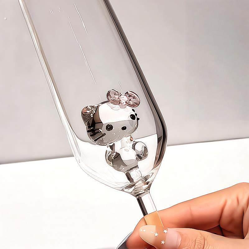 立体猫咪红酒杯高脚香槟杯轻奢高级感鸡尾酒杯家用高颜值新婚礼物