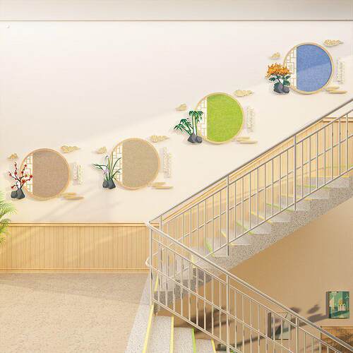 幼儿园楼梯墙面装饰教室布置环创材料成品毛毡板走廊创意文化主题