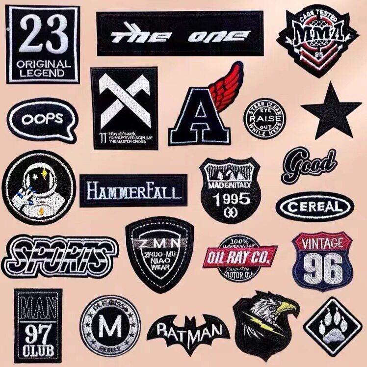 自粘布贴羽绒裤子破洞补丁贴黑色徽章刺绣贴装饰儿童无痕修补衣服