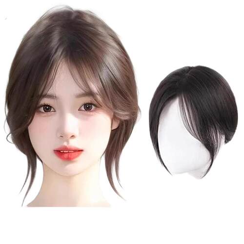 厂家直销胎毛刘海假发女片头顶补发增发量蓬松高颅顶真发无痕法式