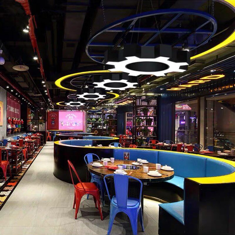 工业风齿轮吊灯网咖健身房4S店修车店个性创意异形几何造型组合灯