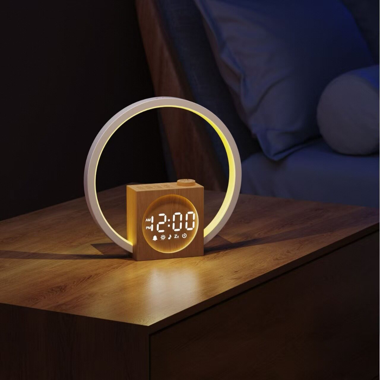 跨境爆款儿童睡眠白噪音氛围灯自然模拟日出唤醒灯时钟闹钟音乐盒