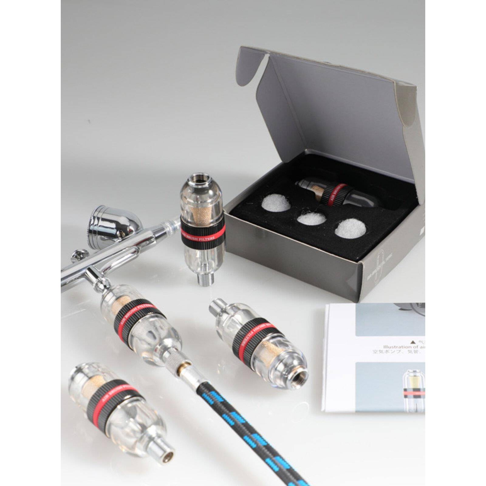 彩绘喷笔专用笔尾水隔过滤器油水分离器双重过滤1/8接口螺纹图片