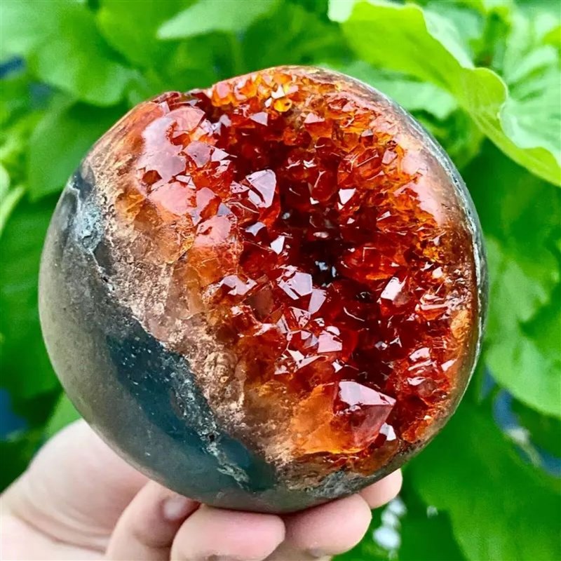 天然晶洞聚宝盆加色橙晶开口笑水晶洞聚宝盆跨境热销东海水晶