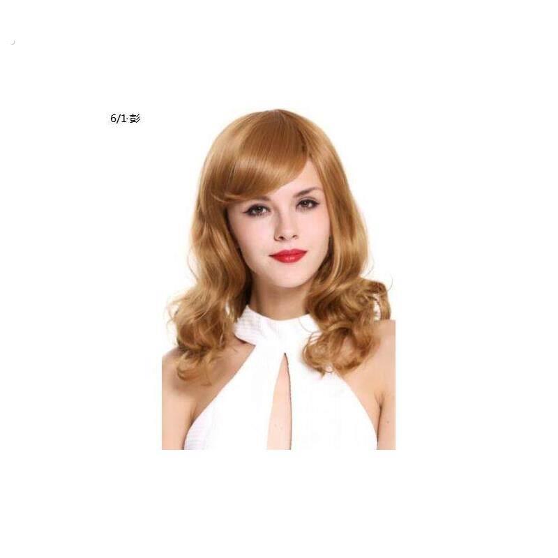 新款斜刘海中长卷发假发套女全头逼真假发女全头套假头发洋气欧美