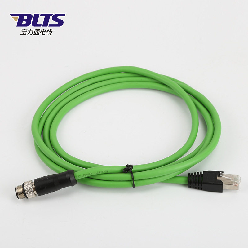 M12连接器转接RJ45网络水晶头以太网线国标双绞屏蔽高柔拖链线缆