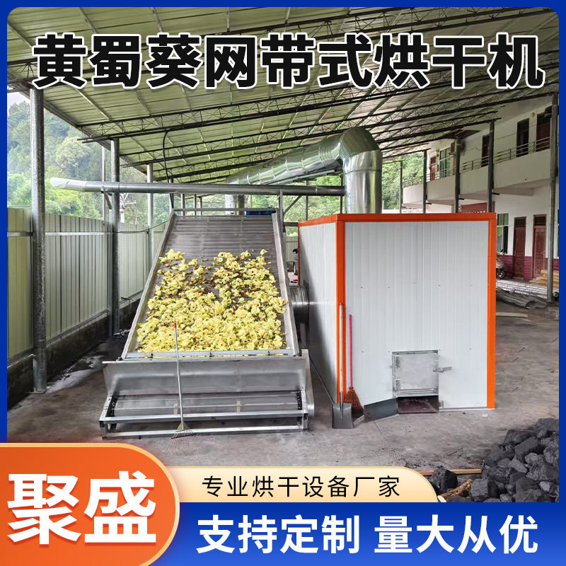 黄蜀葵网带式烘干机 黄芪白芷带式烘干设备 热风炉式网带烘干机