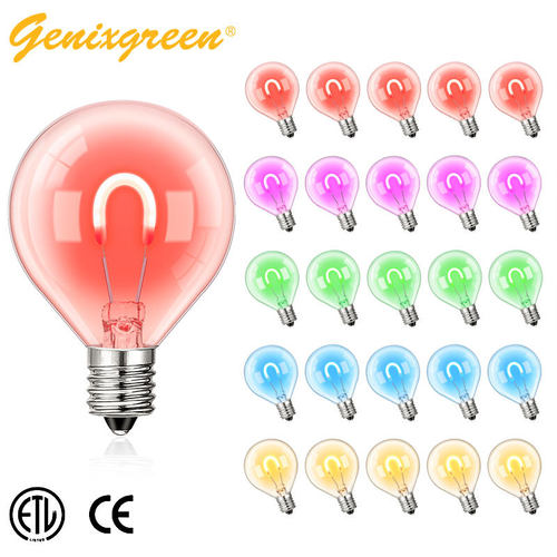 G40软灯丝灯泡 U型LED柔性灯丝灯E12小螺口1W彩色RGB圣诞灯串备泡