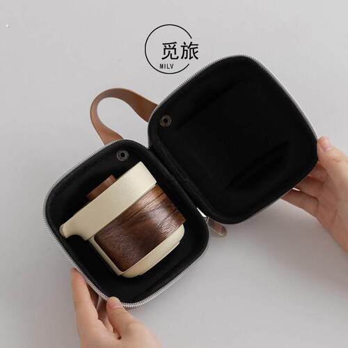 陶瓷可携式快客杯一壶三杯户外旅行茶具套组个人专用露营茶壶茶杯