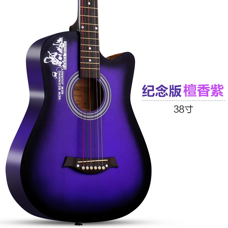 38寸民谣木吉他纪念乐队白色吉他初学者练习琴厂家支持一件代发