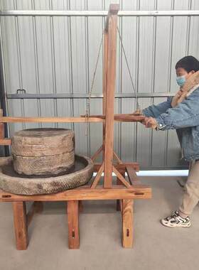 农村家用手推水缸石磨石磨盘青石石头民俗庭院老式摆件复古