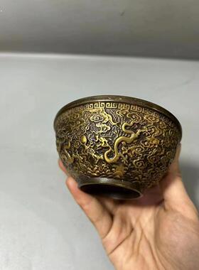 黄铜五龙碗 五龙杯铜碗供水碗净水杯五龙水碗五龙碗