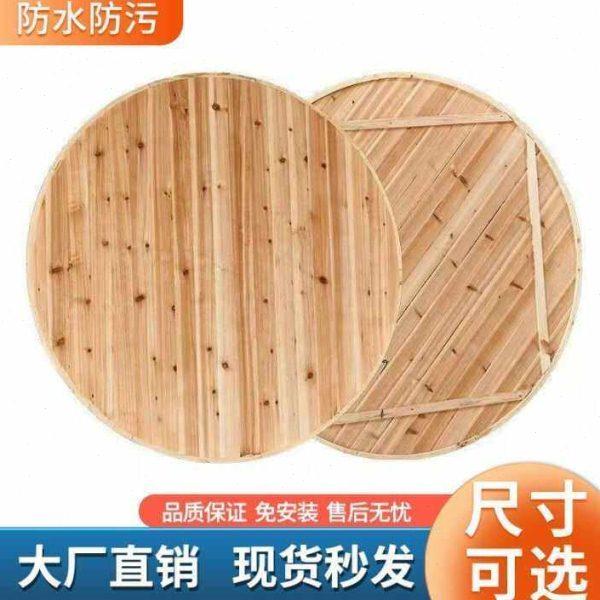 折叠桌子圆桌面实木1.4米1.5米1.8米2米杉木饭店大圆桌面玻璃转盘