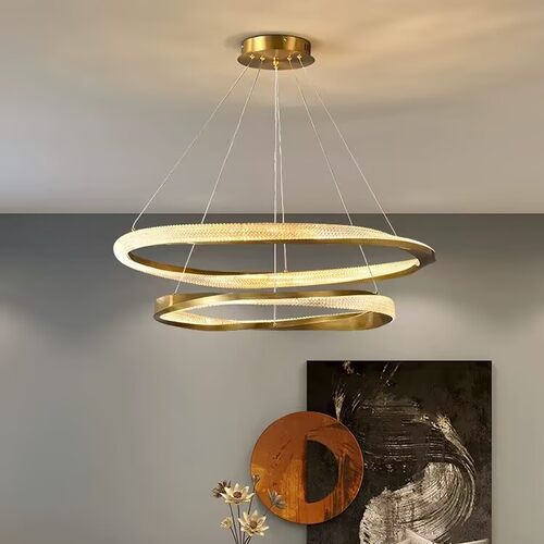 意式轻奢客厅吊灯高级感主灯现代简约水晶环形led家用餐厅卧室灯